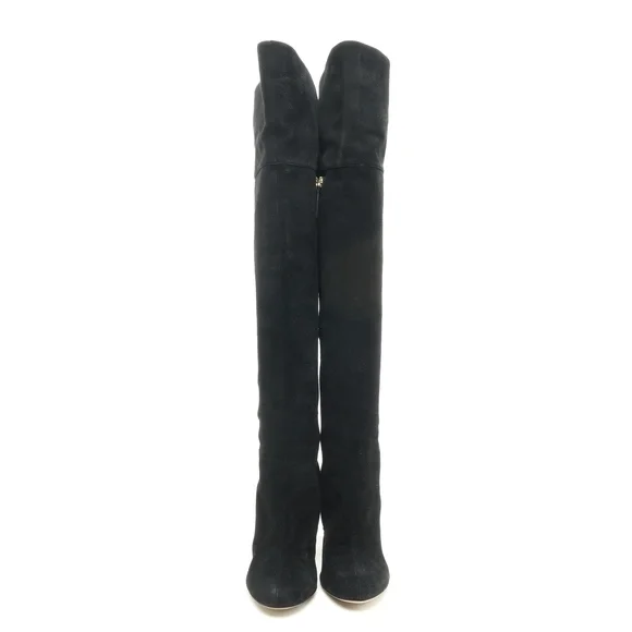 Valentino Bowtie Back Suede Leather OTK Over the Knee Boots Women EU 36.5 Black - Picture 3 of 13